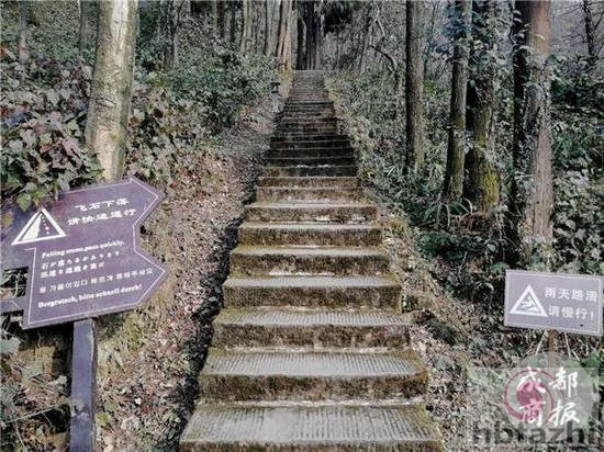 都江堰奇葩指示牌：路左侧写快速通行 右侧写慢行